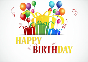 Happy Birthday gift and ballooons